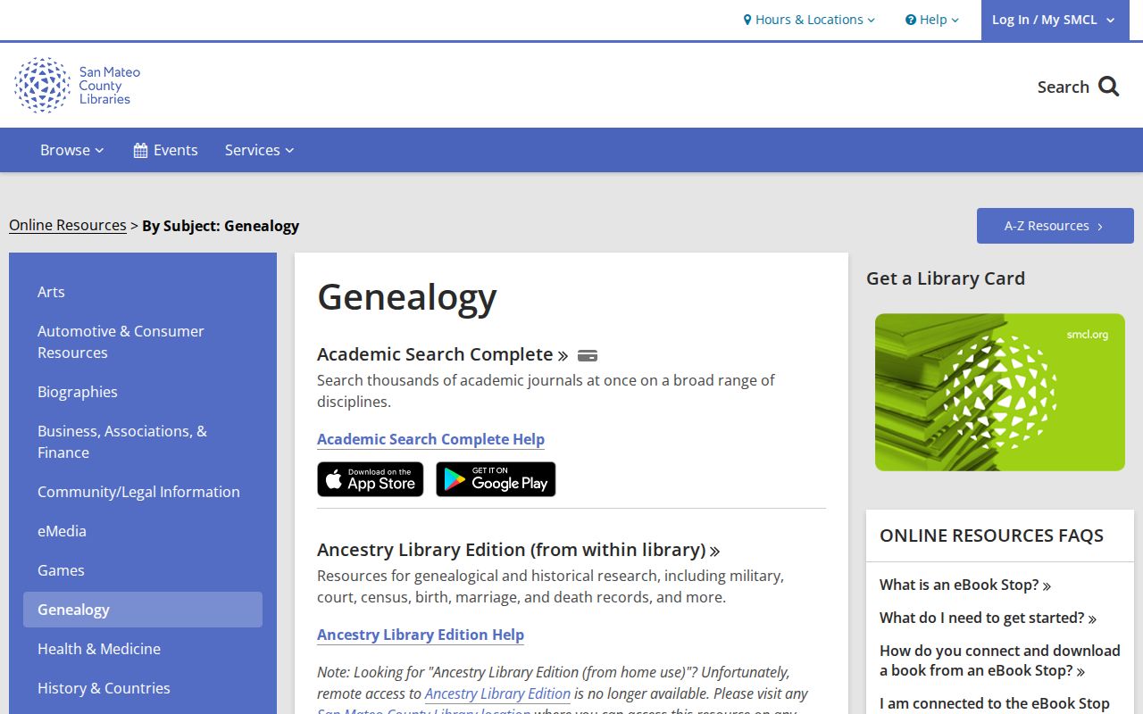 San Mateo city directory research resources at the county library