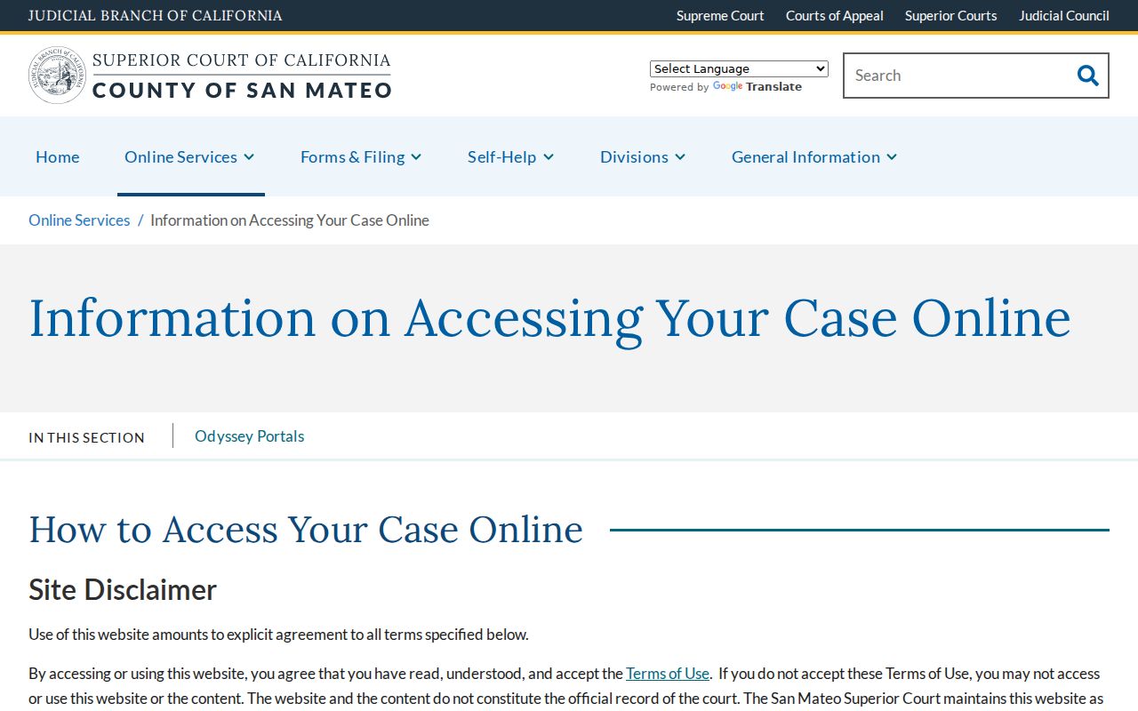 San Mateo residents directory Superior Court case access
