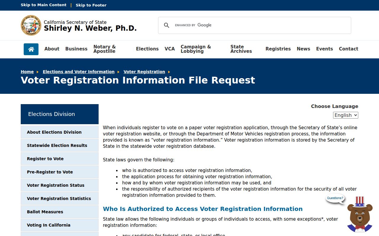 San Mateo neighbors California voter file request