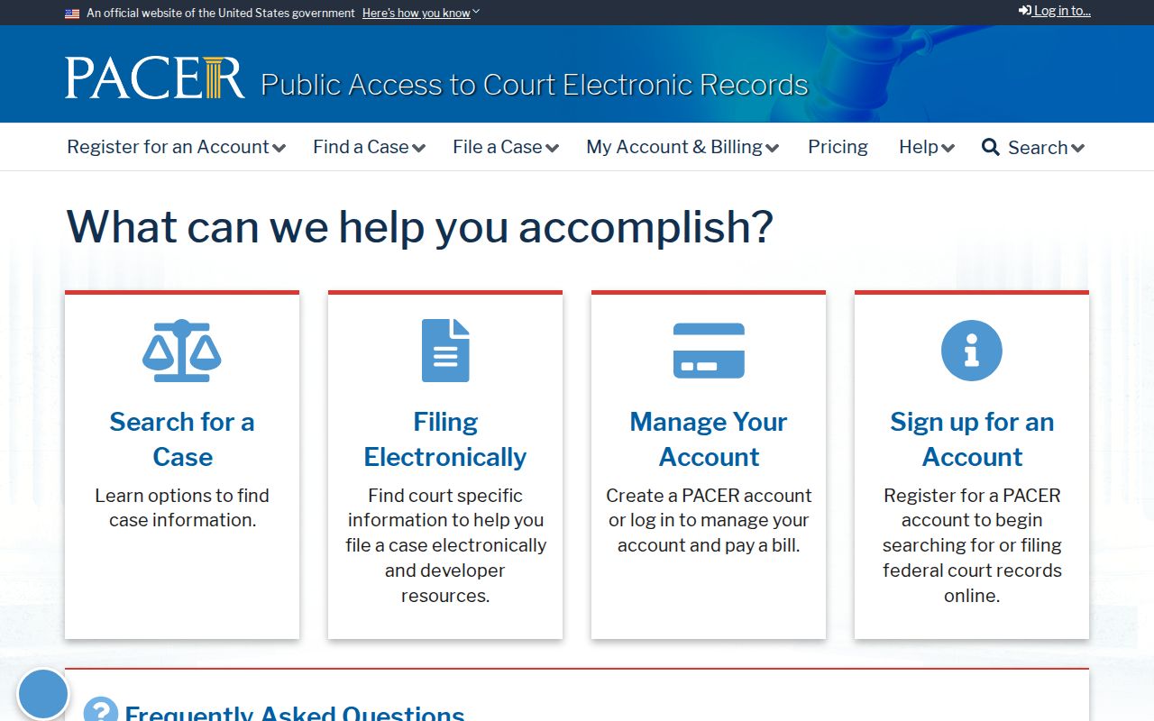 San Mateo resident lookup federal court PACER access