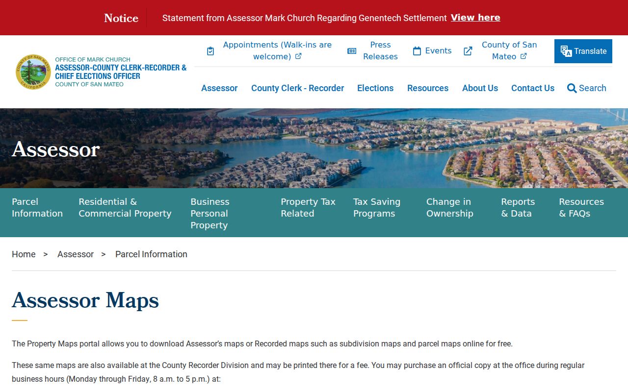 San Mateo street directory assessor property maps