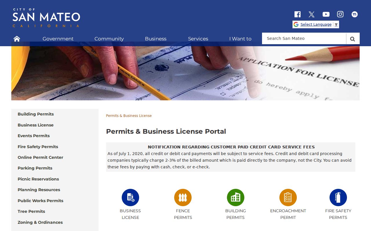 San Mateo street directory permit and business license search