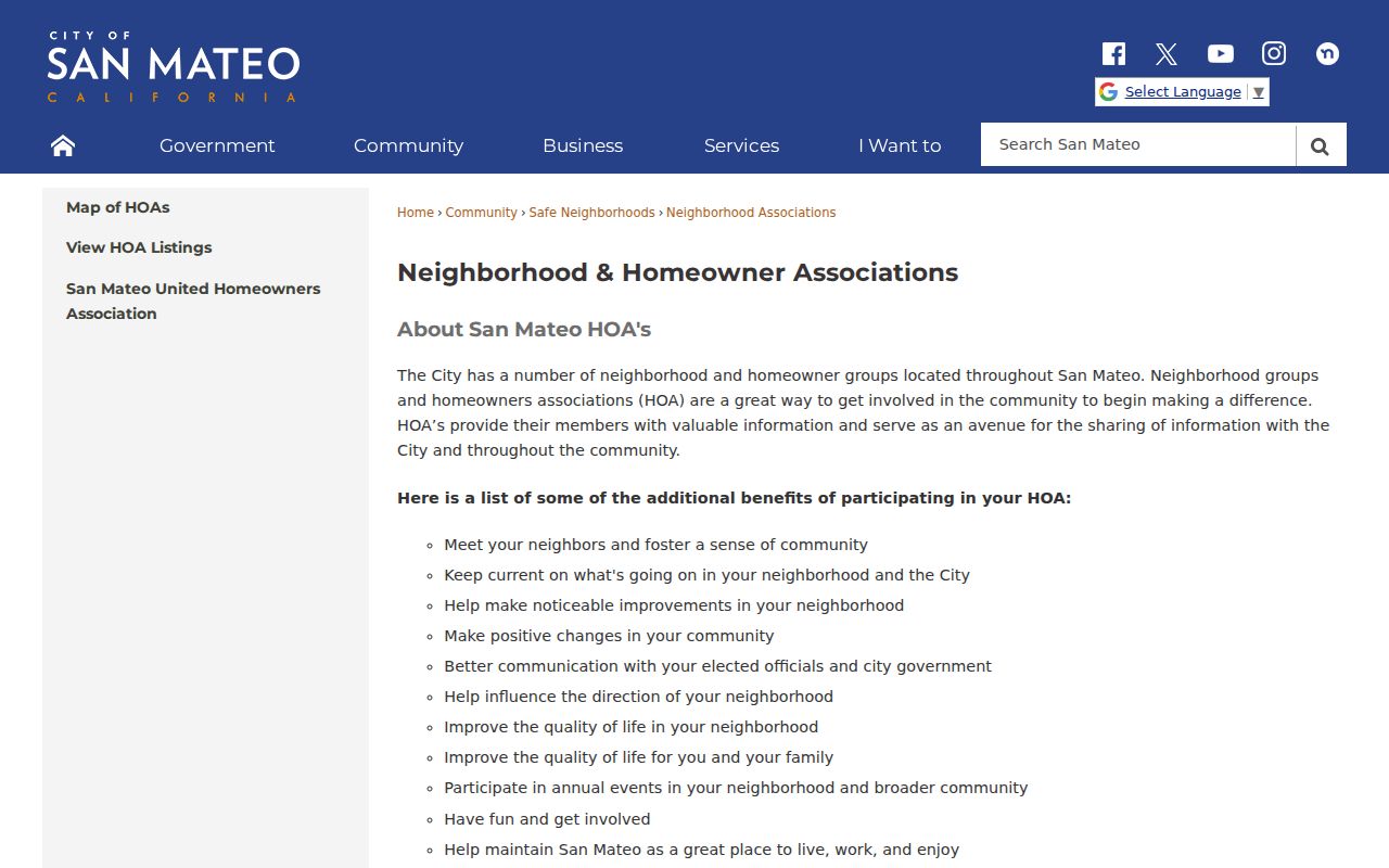 San Mateo ZIP code directory neighborhood association map